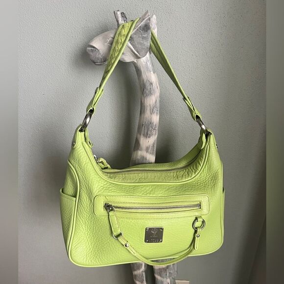 Like new!  Soft Lime Green MCM Hobo Shoulder Bag and MCM Dustbag - Picture 1 of 13